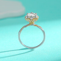 wholesale S925 Metal New Cross-Border Style Moissanite Vine Bud Ring Two-Tone Hand-Held Flower Ring Fashion Versatile Women's Wholesale-1 carat (zircon) ring size 5