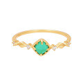 wholesale S925 Silver Gold-Plated Sugar Loaf Cut Lab-Grown Emerald Ring, Factory Direct Supply-0-4