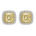 wholesale S925 Silver 8*8 Fat Square Yellow Zircon High Carbon Zircon Stud Earrings for Foreign Trade Europe and America Cross-Border Platinum Ear Jewelry-0-4