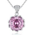 wholesale S925 Silver New Rich Lady Series Lipstick Pink Lotus Necklace for Women 75 Carat High-End Feel-0-5