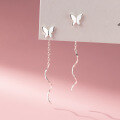 wholesale S925 Sterling Silver Fresh and Sweet Ins Style Small and Unique Design Exquisite Butterfly Wave Ear Thread M06706-0-1