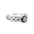 wholesale 925 Sterling Silver Black Nano Zirconia Ring for Women, High-End European and American Fashion, Unique Ins Style-0-1