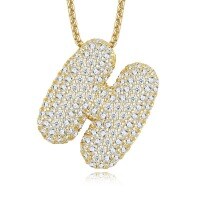 925 Silver Gold-Plated Letter Pendant Choker Necklace for Women-letter H