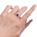 wholesale Metal S925 Sterling Silver Simulated Royal Blue 5*5mm Fat Square Ring Unisex Minimalist Style-0-4