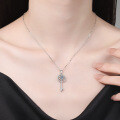 S925 Sterling Silver 1-Carat D Color Moissanite Floral Key Pendant Necklace-0-2