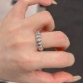 wholesale S925 Sterling Silver Vintage French-Style Round Full Diamond Ring, Retro Minimalist Design with High-End Feel-0-3