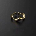 wholesale 925 Silver Tide Xiaobai Natural Curve Ring for Women, Irregular Line Ins Fashion Wave Pattern Smooth Surface Open Ring-0-1