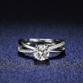 Silver Moissanite Ring Women's Six-Claw Flash Diamond-0-0