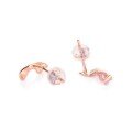 wholesale 18K Rose Gold and 9K Gold Plated Pink Ruby Ribbon Earrings with Zircon Studs for Women, Gift-0-4