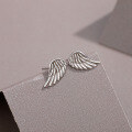wholesale Metal: 925 Sterling Silver Amazon Cross-Border Wing Earrings, Light Luxury Advanced Sense Angel Wing Feather Earrings for Women-0-0