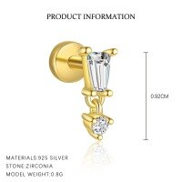wholesale S925 Sterling Silver Irregular Zircon Star Earrings, Round Small Niche Design。-E4842-Gold/Single 925 Silver
