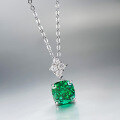 wholesale S925 Silver Necklace European and American New Imported High Carbon Diamond 8*8mm Fat Square Emerald Green Diamond Minimalist Style One-Piece Drop Shipping-0-1