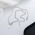 wholesale S925 Sterling Silver Olive Chain Link Side Pendant Rectangular Plaque Letter Necklace Elegant Light Luxury Style Women's Collarbone Chain-0-2