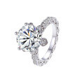 wholesale S925 Sterling Silver Moissanite Ring for Women 5ct Honey Snow Flower Bud Luxurious High-End Proposal Wedding Ring Wholesale-0-4