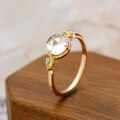 wholesale S925 silver plated with 14k gold, Duli Jewelry spring new Japanese minimalist style peridot green amethyst ring-0-2