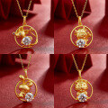 wholesale S925 silver Year of the Tiger pendant with 1-carat moissanite, Q-version cartoon zodiac necklace pendant-0-1