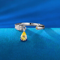 wholesale 925 Silver 4*6 Yellow Diamond Teardrop Open Ring Minimalist Style, Zhuozhifan Jewelry New Live Stream New Ring-K079 Yellow Diamond Teardrop Ring Adjustable opening