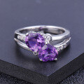 wholesale 925 Silver One-Stop-Shop Heart-Shaped Gemstone Ring with Natural Amethyst, Citrine, and Garnet for Live Streaming Supply-0-1