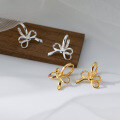 wholesale S925 Sterling Silver Smooth Twisted Bow Ear Cuff Korean Fashion Sweet Ins Style Ear Jewelry M05416-0-0
