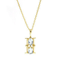 wholesale S925 sterling silver summer new Japanese fashion natural sky blue topaz pendant necklace wholesale-Sky Blue Topaz Hourglass Pendant >925 Silver