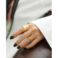wholesale S925 Sterling Silver CJ087 Korean Style Irregular Asymmetric Intertwined Snake-Shaped Open Ring for Women-0-3