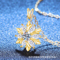 S925 Sterling Silver Moissanite Romantic Snowflake Necklace-0-1