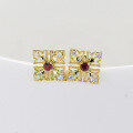 wholesale 18K metal fashion commuter style minimalist geometric ruby full-cut diamond earrings-0-1