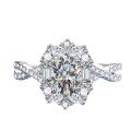 S925 Silver Oval Moissanite Engagement Ring, One Carat Women's Wedding Band-0-3