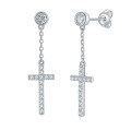 wholesale 18K Gold Plated S925 Sterling Silver Fashion European and American Moissanite Earrings Cross Earring Drop Earrings Bubble Ear Studs-0-4