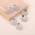 wholesale S925 Sterling Silver Natural Topaz Amethyst Diopside Cloud Pattern Gemstone Earrings-0-1