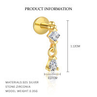wholesale S925 Sterling Silver Geometric Direction Earrings For Women, French-style, Unique Design, Versatile-E5339-Gold/Pair 925 Silver