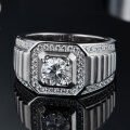 wholesale S925 Sterling Silver Men's Moissanite Ring, Men's Fashion, Unique and Minimalist Diamond Ring, Cross-Border Nordic Bestseller, Dropshipping Available-0-3