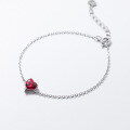wholesale S925 Sterling Silver Heart Red Diamond Bracelet for Women, Korean Style Ins Minimalist Luxury Small Red Heart Jewelry S6360-0-2