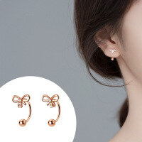 wholesale S925 Sterling Silver Bow Twist Ear Hook with Diamond Inlay Minimalist High-end Women's Earrings G9959-S925 silver pair silver 925 silver