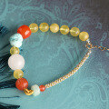 wholesale Wholesale of DIY Handmade Beaded Bracelets with Metal, Certified Nanhong Agate, Hetian Jade, 7mm Turquoise, Beeswax Amber Beads-0-0