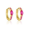 wholesale S925 Sterling Silver Geometric Earrings With Colored Zircon, Minimalist Style, Versatile Trendy Ear Cuffs-0-15