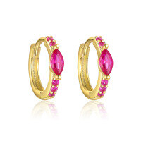 wholesale S925 Sterling Silver Geometric Earrings With Colored Zircon, Minimalist Style, Versatile Trendy Ear Cuffs-E4839-Gold/1 pair 925 silver