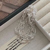 Sterling Silver Three-Layered Beaded Snake Chain Bracelet for Women, Korean Minimalist Ins Style-Three-layered beaded snake bone bracelet  925 silver
