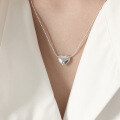 wholesale S925 Sterling Silver 550 Korean Version Heart-Shaped Collarbone Chain Ins Niche Design Sense Minimalist Versatile Polished Love Necklace for Women-0-3
