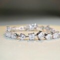 wholesale Platinum-plated S925 Sterling Silver Full Row Tennis Bracelet with Fancy Cut Moissanite and High Carbon Stones for Wholesale-0-1