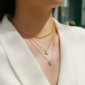 Metal French Three-Layer Long Layered Necklace for Women, Summer Minimalist Ins Style Fade-Resistant Luxury Niche-0-2