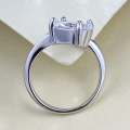 wholesale S925 Silver Metal, European and American New Ins Ring, 7*10 Ice Flower Cut High Carbon Elliptical Minimalist Ring for Foreign Trade-0-2