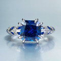 wholesale S925 Sterling Silver 8*8mm Royal Blue Square High-Carbon Diamond Ring Simulated Diamond Ring for Women-0-0