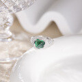 wholesale S925 Silver Lab-Grown Sugarloaf Emerald 8*8mm with Diamond Halo, Fashionable and Popular Ring-0-2