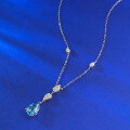 wholesale S925 silver new jewelry pear-shaped 8*12 teardrop necklace healing sea blue pendant for women 40+5-0-1
