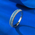 wholesale S925 Silver New Jewelry Women's Paraiba Row Diamond Ring, Daily Light Luxury Versatile Band-0-2