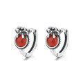 wholesale S925 Sterling Silver Exquisite Bow with Southern Red Agate Ear Clasp, Fresh and Sweet Ethnic Lady Earrings-0-4