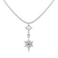 wholesale S925 Sterling Silver Korean Style Light Luxury Women's Necklace with Exquisite Australian Gemstone Hexagram Pendant, Delicate Collarbone Chain-0-5