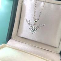 wholesale S925 Sterling Silver Moissanite Antler Pendant Necklace, "Deer to Have You" Minimalist Collarbone Chain, Wholesale from Manufacturer-One carat (high carbon diamond) necklace 925 silver