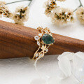 wholesale S925 Silver Plated 14K Gold with Moss Agate/Alexandrite Ring Set, Summer New Collection by Dunli Jewelry-0-2